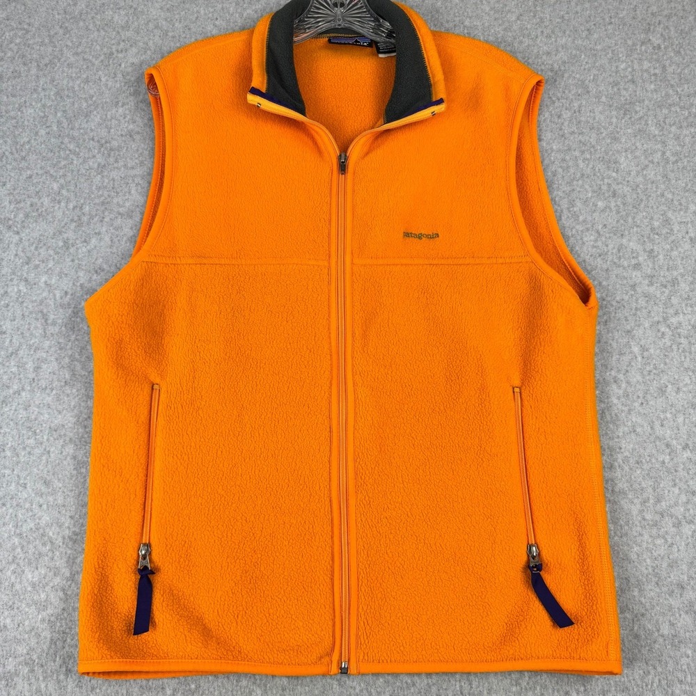 Vintage 1990s Patagonia Synchilla Fleece Vest Mens M Mango Orange Gorpcore 25182